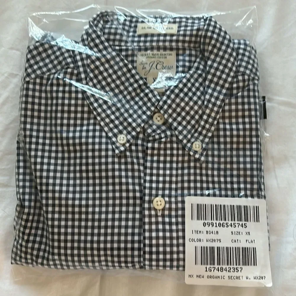J.Crew Slim Untucked Secret Wash Organic Cotton Poplin Shirt New !